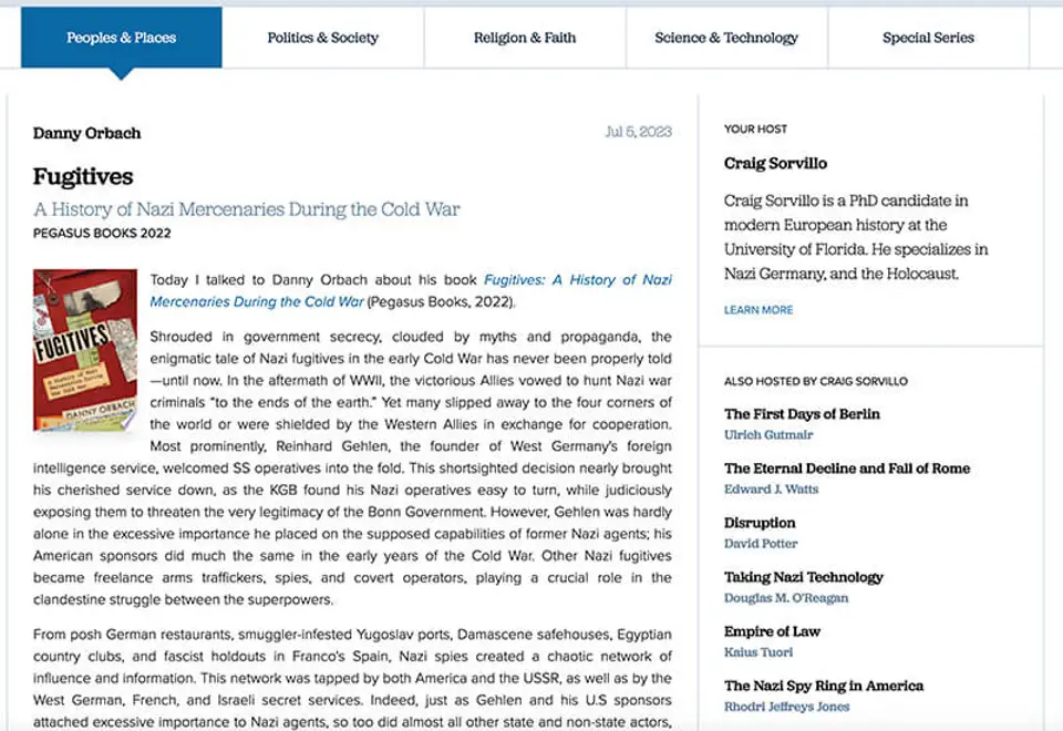New Books Network: An interview on Fugitives: A History of Nazi Mercenaries in the Cold War