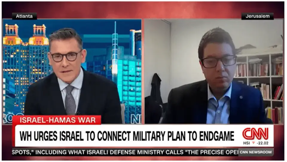Danny Orbach interviewed from Jerusalem on CNN about Israel's endgame in Gaza