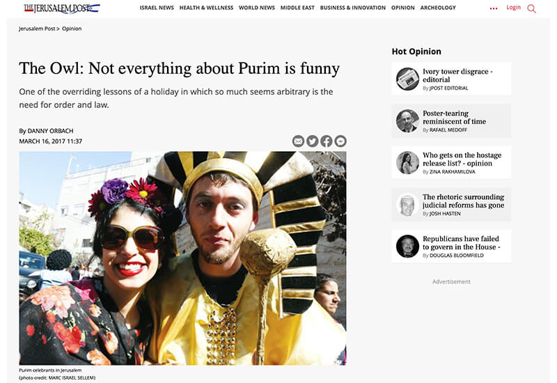 The Owl: Not everything about Purim is funny